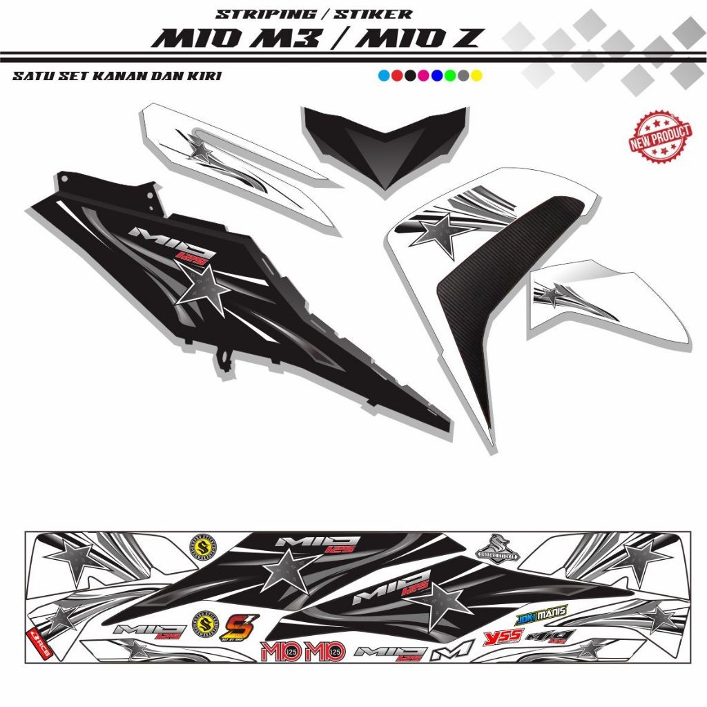 MIO M3-MIO Z MOTORCYCLE STRIPING STICKER SIMPLE COOL MOTIF V4 STRIPING