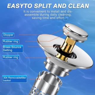 HOME✅ท่อระบายน้ําสากลปลั๊กกรองอ่างล้างหน้า Pop-up Chrome Sink Filter,ห้องน้ําอ่างล้างจาน Stopper ผม Catcher,ตะกร้ากรองสแตนเลส Hair Catcher