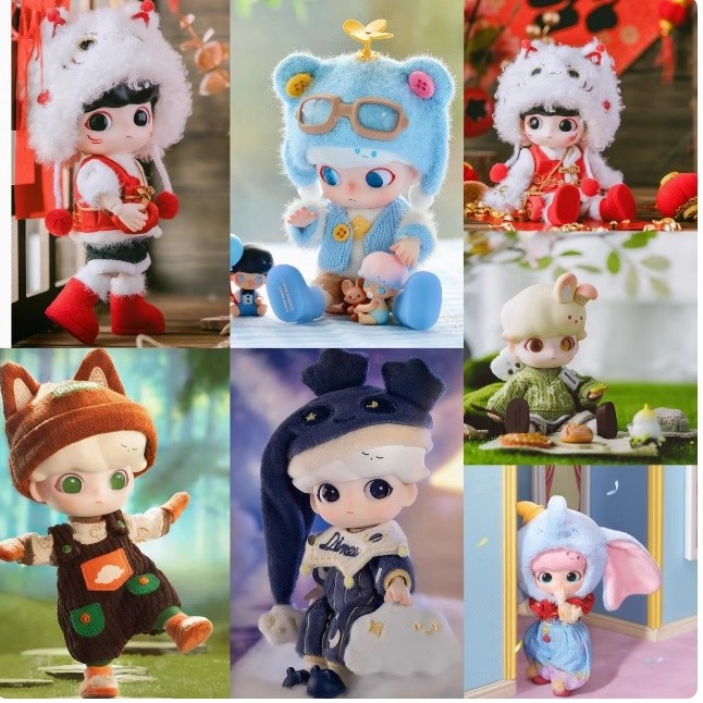 Dimoo Forest Little Fox เสื้อกันฝน Little Panda Pilot Dumbo Action Figure ตุ๊กตาBJD