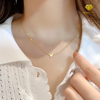 DF Kalung Titanium Anti Karat Wanita Hati Love Jantung Kompak Kalung Sederhana Mewah Rantai Klavikula Pendek Hadiah Pasangan