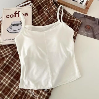 YY98 เสื้อสายเดี่ยวซับใน มีฟองน้ำ เย็บติดไร้ขอบ ใส่สบาย ผ้านุ่ม น่ารัก เหมาะกับลุคหวานๆใสๆ ราคาถูก
