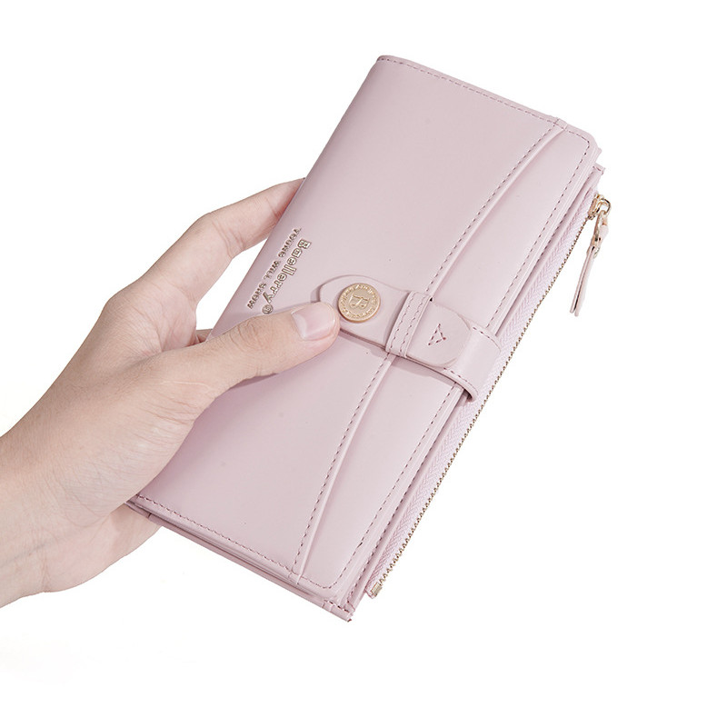 แบลเลอร์รี่ สีทึบหลายบัตรซิปกระเป๋าเงินเหรียญ อิน แฟชั่นกระเป๋าโทรศัพท์มือถือหัว