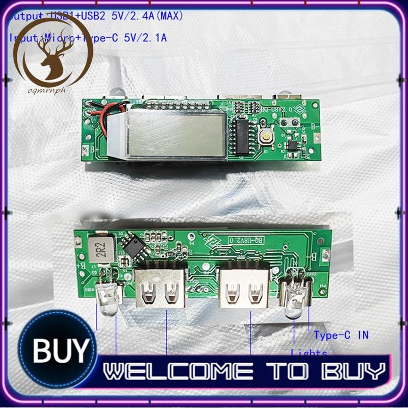 แบตเตอรี่ลิเธียม Charger Board Mobile Power Board LED Dual USB 5V 2.4A แผงวงจร Micro/Type-C USB Powe