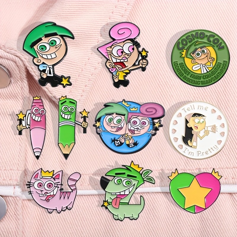 1pcs การ์ตูนอะนิเมะ Fairly Oddares Alloy Pin น่ารักสีโลหะเข็มกลัดนักเรียนกระเป๋าเป้สะพายหลังและอุปกรณ์เสริมเสื้อผ้า