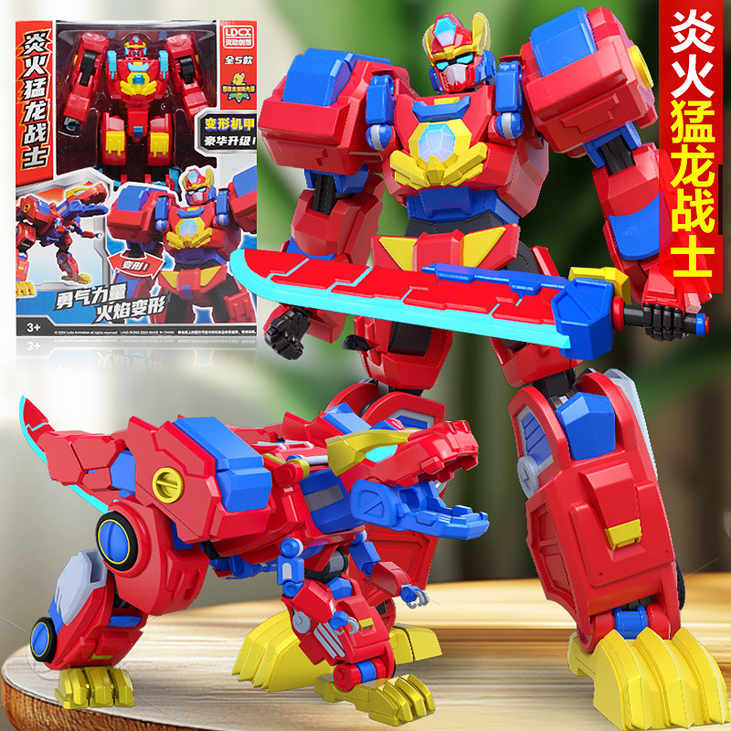 ※ ช่วยมังกรแปลงร่างของเล่น Adventure Pioneer 2 Wes Tyrannosaurus Flame Raptors ชุดหุ่นยนต์รวมชุดเต็ม