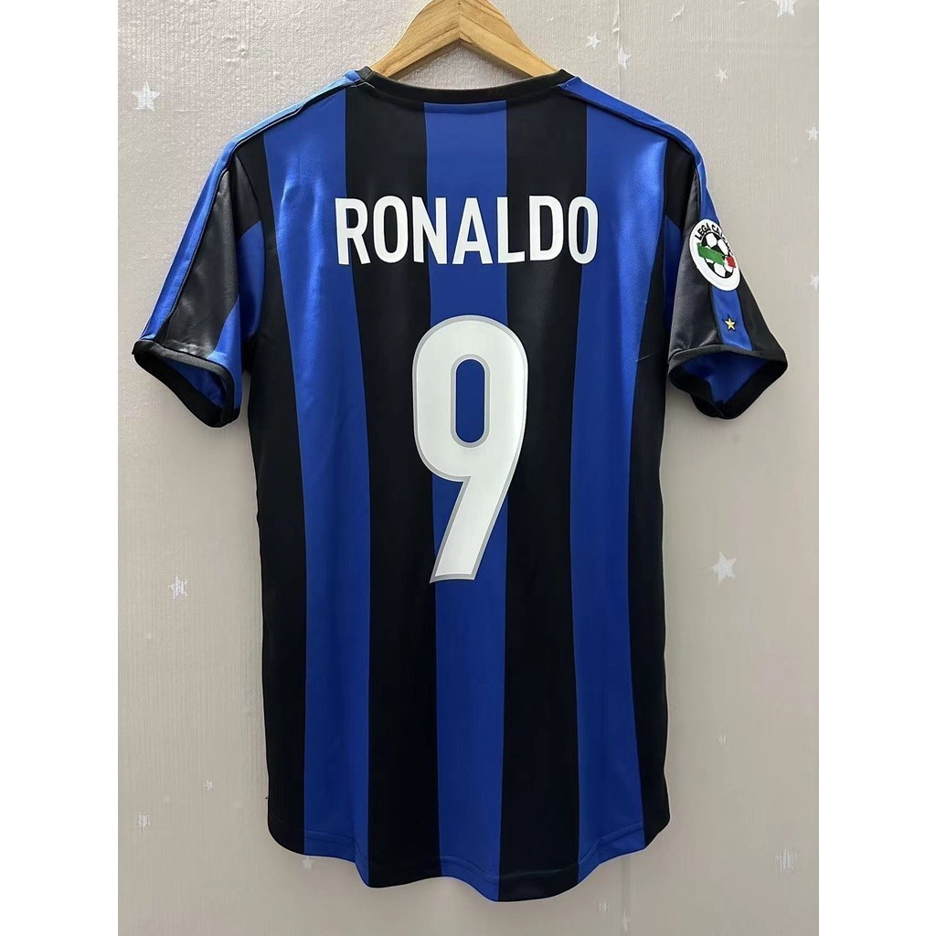 复古1999/00 Inter Milan RONALDO BAGGIO ZAMORANO คุณภาพสูง Home Retro ฟุตบอล Jersey เสื้อยืดที่กําหนดเอ