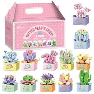 EXCE Succulent Potted รุ่น,ของเล่นเพื่อการศึกษาสาวอิฐของเล่นเด็กดอกไม้ Potted Building Block,บ้านโต๊ะตกแต่งพืช DIY Succulent Building Block ชุด