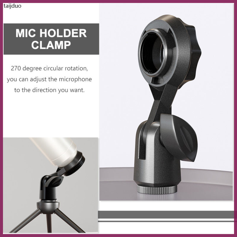 4 ชิ้น Mic Holder Clamp Stand คลิปไมโครโฟนแปลงวงเล็บ 9x4 ซม.พลาสติกสีดํา taijduo