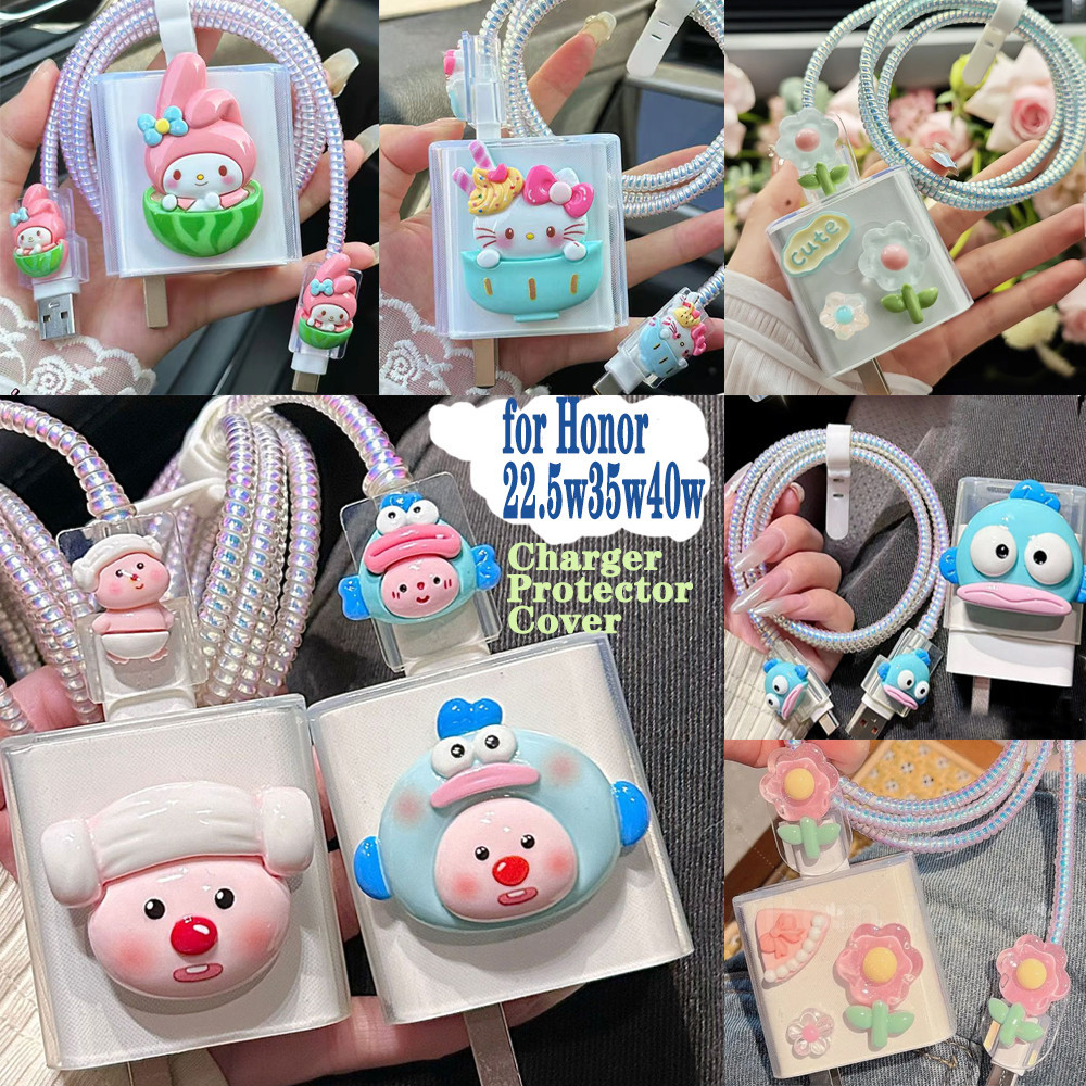 สําหรับ honor X8b 35W 40w ตลกน่ารักการ์ตูนรูปแบบ Charger Soft Clear TPU Charger Protector สําหรับ ho