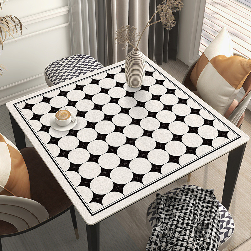 Ten thousand mats per store Black and white squares Leather square table mat Customizable Wipes clea