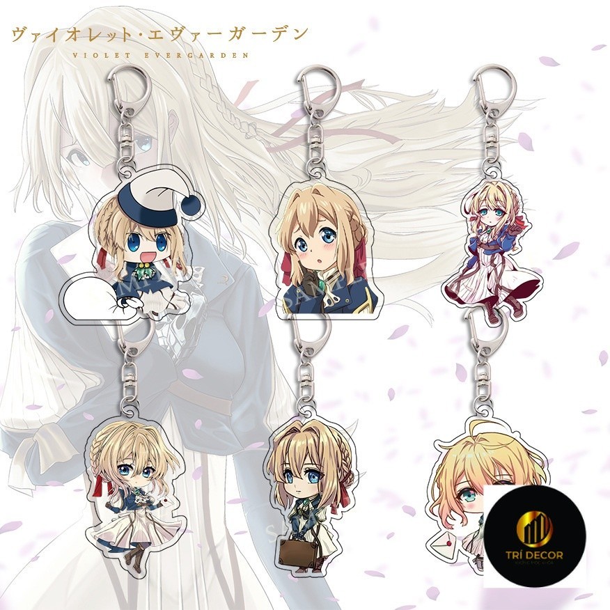 Violet Evergarden พวงกุญแจอะคริลิคใส จี้สีม่วง ของขวัญวิทยาเขตอุปกรณ์ต่อพ่วงอะนิเมะ