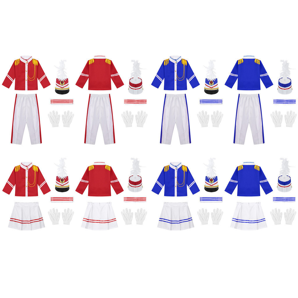 YOYOJIA Marching Band เครื่องแต่งกายสําหรับชายหญิงกลองชุด Major สําหรับเด็ก