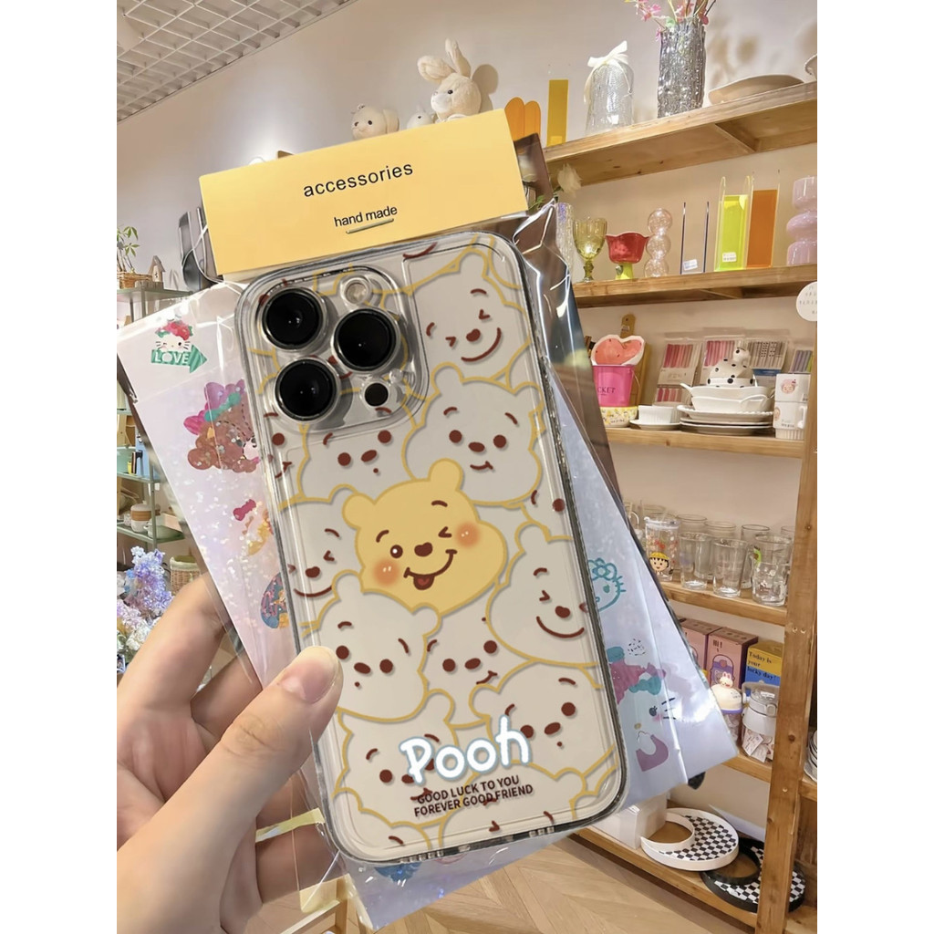 เหมาะสําหรับเคส iPhone IP15 PRO MAX Kawaii IP7 IPXS การ์ตูนน่ารักสตรอเบอร์รี่หมี IPXS MAX วินนี่เดอะพูห์ IP11 IP 12 PRO IP 13 Minimalist IP14 PLUS Soft TPU ใสเคสโทรศัพท์Sui