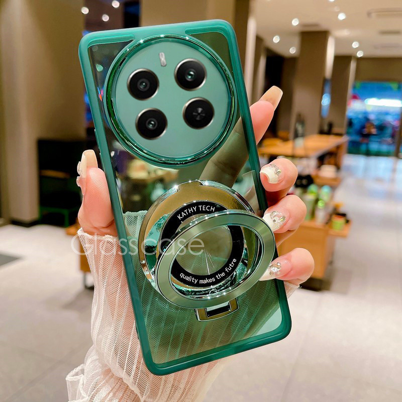 ปลอกสําหรับrealme 12 13 pro plus 12X 12 + 13X 13 + Realme13 + 13pro + 12pro + พร้อมผู้ถือแหวนสแควร์ชุบเคสโทรศัพท์แฟชั่นนุ่มกันกระแทกCameเลนส์ป้องกันกรณีปกหลัง