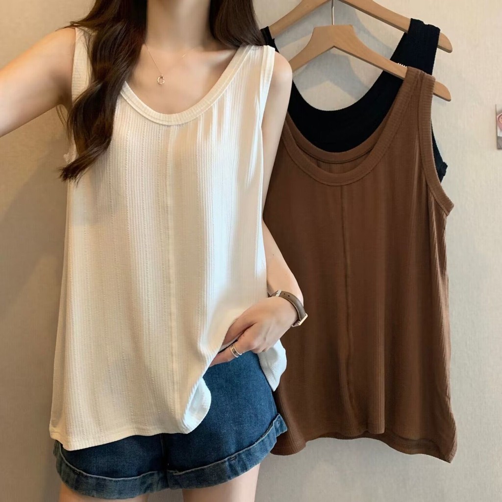 เสื้อสายเดี่ยวลําลอง ขนาดใหญ่ โอเวอร์ไซซ์ สีขาว สีดํา แฟชั่นฤดูร้อน สําหรับสตรี ไซซ์ M - 4XL