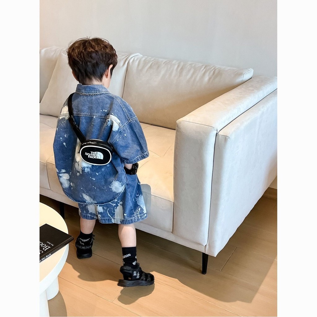ชุดเสื้อสูทยีน แขนสั้น สไตล์เกาหลี แฟชั่นฤดูร้อน สําหรับเด็กผู้ชาย