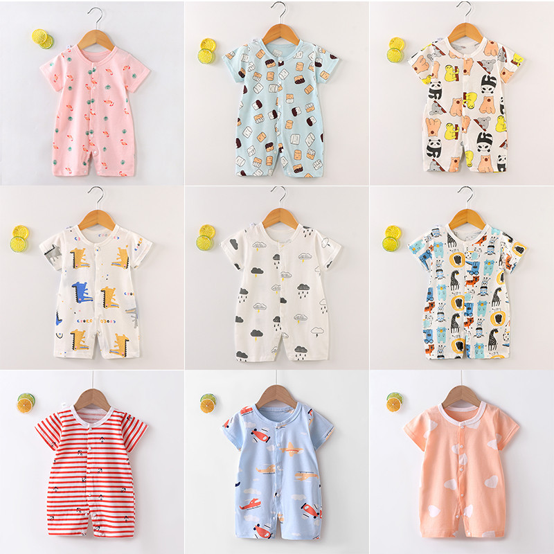 59-90 หลาใหม่ทารก onesie ทารกแรกเกิดตีนตะขาบเสื้อผ้าแขนสั้นบาง hayi เสื้อผ้าเด็กทารกถุงผายลมเสื้อผ้า ชุดบอดี้สูทเด็ก ชุดเด็กแรกเกิด1-9-12-18-24เดือน