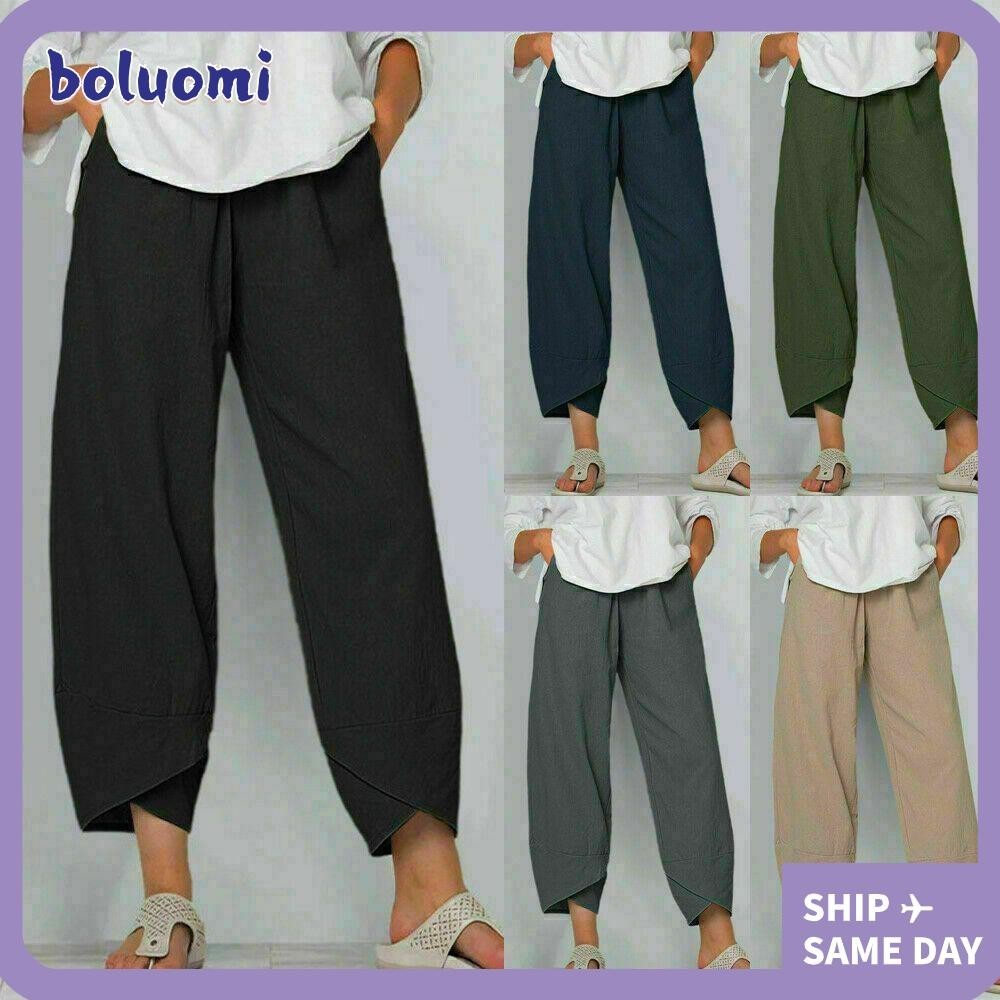 Boloumi Harem Pants Plus Size Casual Women 's Cotton Linen