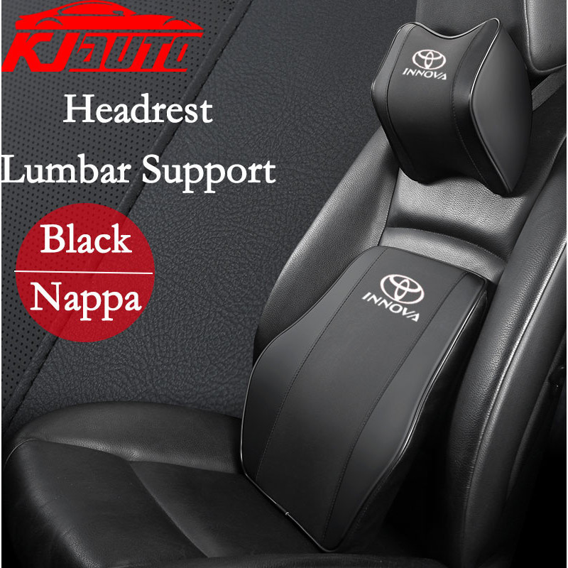Toyota Innova รถคอ Headrest หมอน Rest Head Nappa หนังเบาะรถ Breathable Lumbar สนับสนุนหมอนสําหรับ Innova AN40 AN140 Kijang Innova AG10 TRD GR กีฬาอุปกรณ ์ เสริม