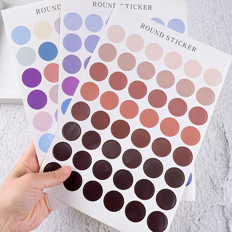 48 ชิ ้ นหลากสีรูปแบบต ่ างๆ Polka Dot Decals สติกเกอร ์ ปิดผนึก Journal Deco DIY วัสดุรอบ Dot สติกเกอร ์