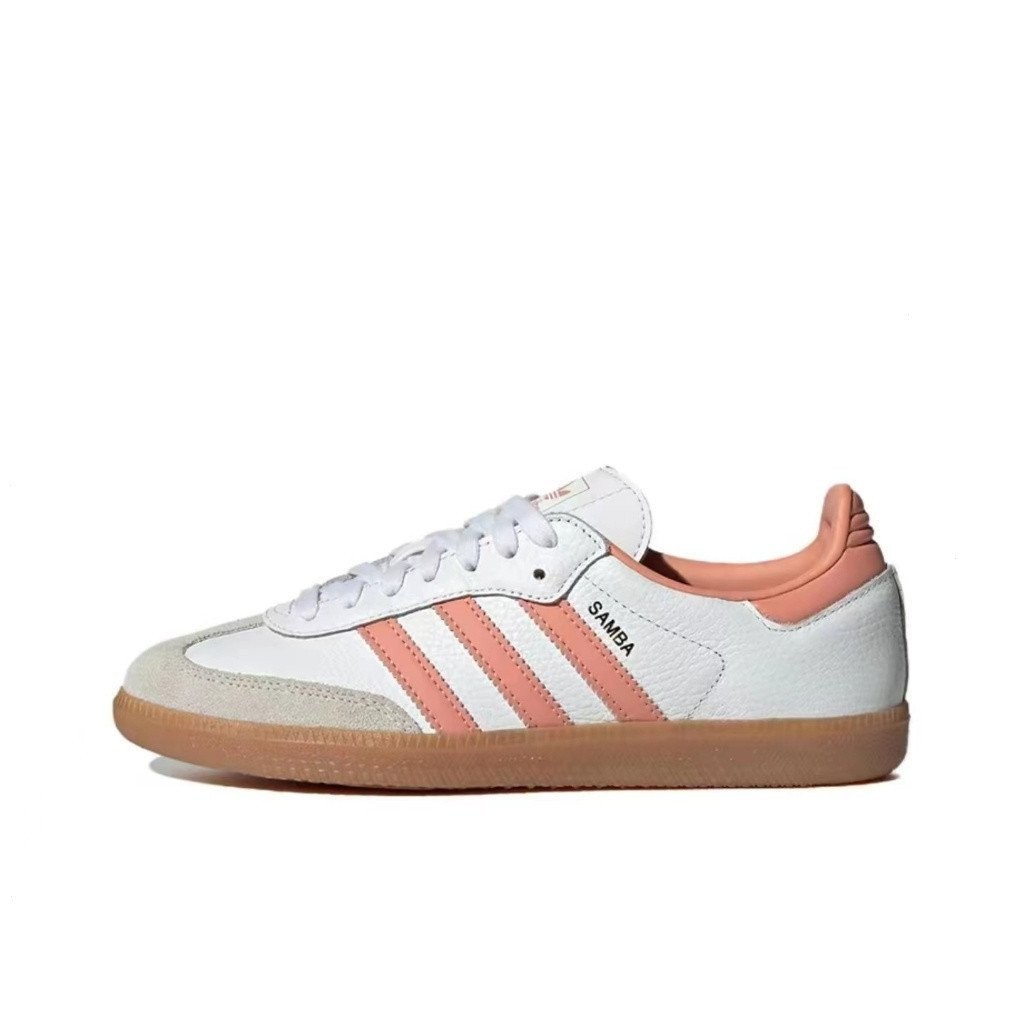 Adidas Originals samba og กันลื ่ นตัดต ่ ํา samba og ผู ้ หญิง สีขาว สีชมพู