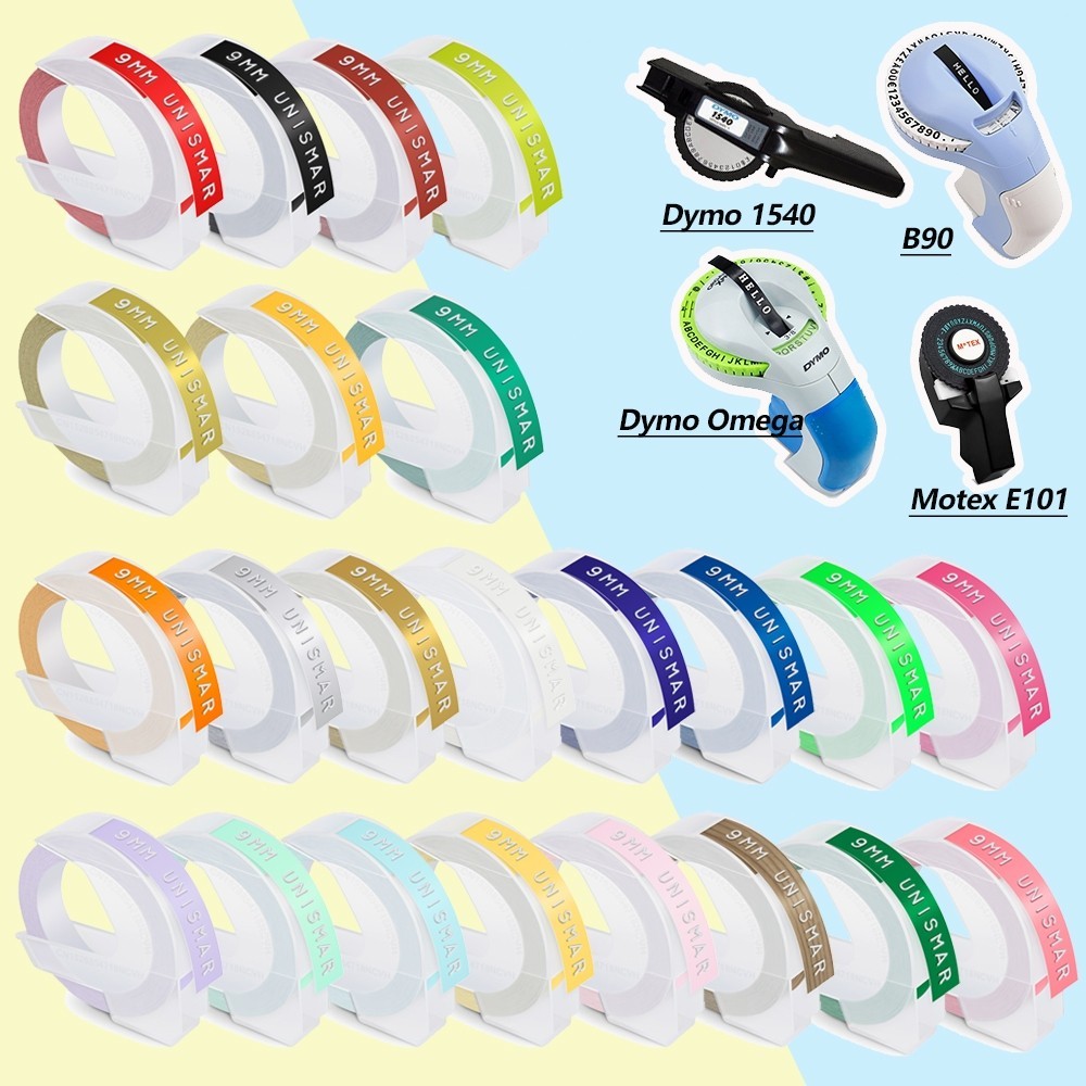 ใช้งานร่วมกับ Dymo ลายนูนเทป 3D Effect/Motex E101 Refill Label Tape 9mm x 3m สําหรับ Dymo Organizer 