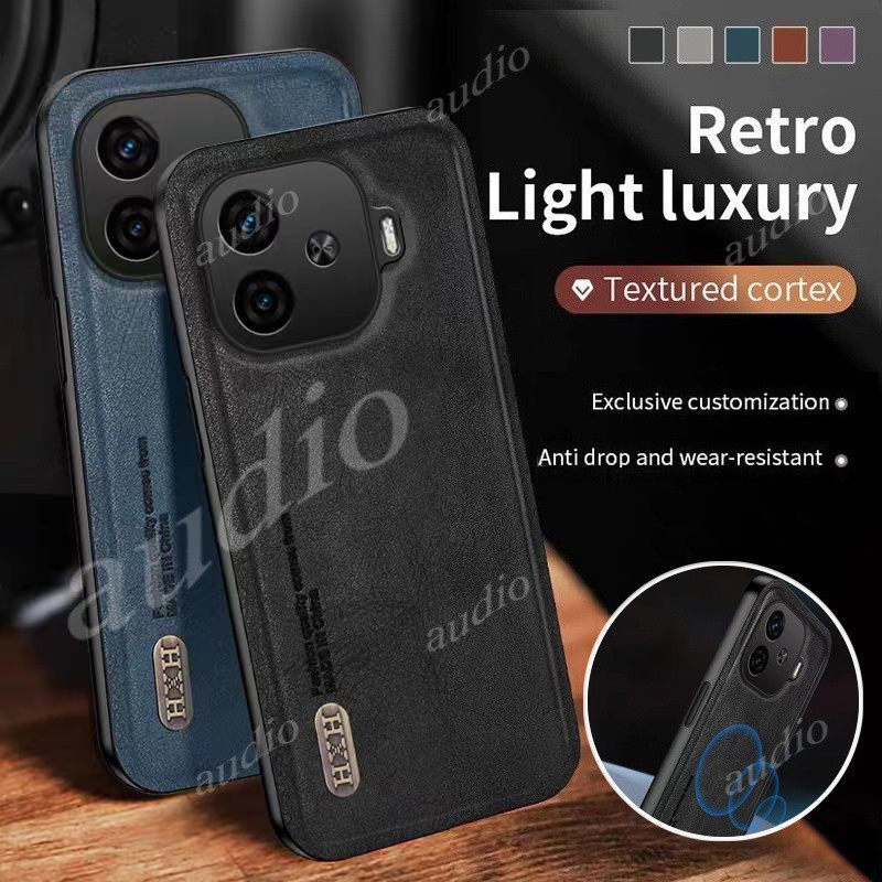 เคสโทรศัพท์สําหรับ IQOO z9 z9X 5G 2024 Retro Luxury Matte PU หนัง Textured เคสโทรศัพท์สําหรับ IQOO z9 z9X Z 9 X 9x iQOOZ9 iQOOZ9x 5G TPU ซิลิโคนกันชนกล้องป้องกันปกหลัง