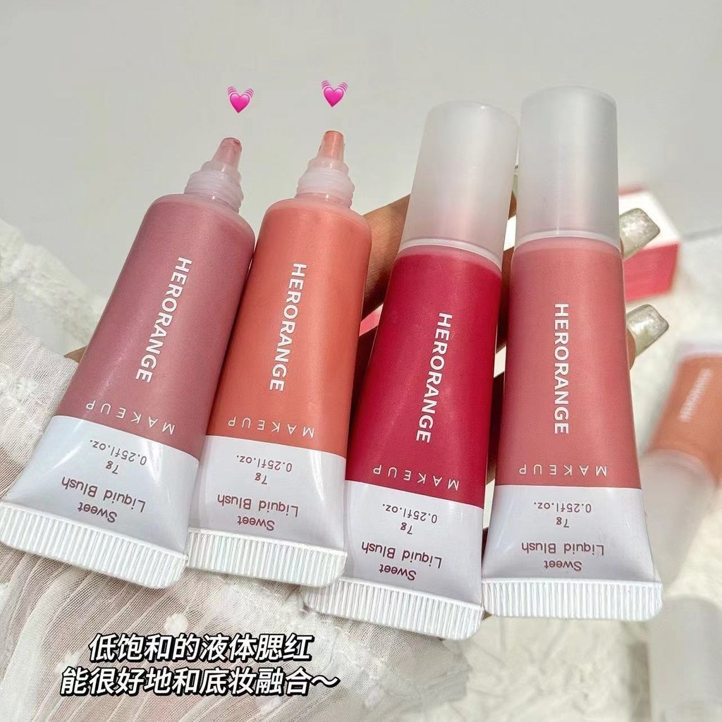 Herorange Liquid Blush Pink Moisturize Mirror น ่ ารักติดทนนานไม ่ ซีดจางกันน ้ ําธรรมชาติแต ่ งหน ้ าที ่ สวยงาม
