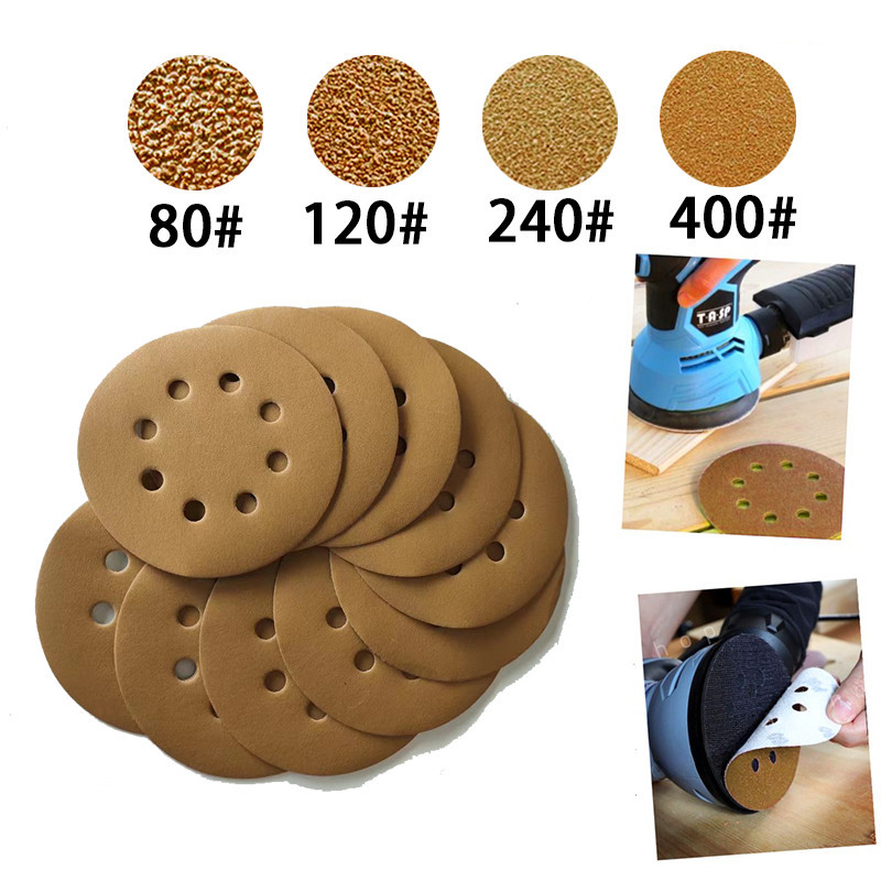 ร้านคนไทย! กระดาษทรายกลมหลังขน 5นิ้ว 8 รู 10ชิ้น กระดาษทรายแปะ【80 120 240 400】 - รูปที่ 4