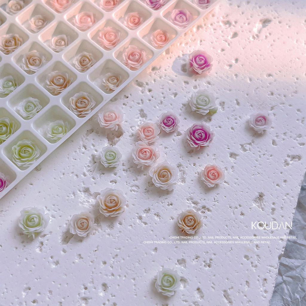 เล็บตกแต่งเล็บสติกเกอร์เล็บ Rhinestone คริสตัล Camellia Rose ดอกไม้ชุด 50 ชิ้น KOUDAN