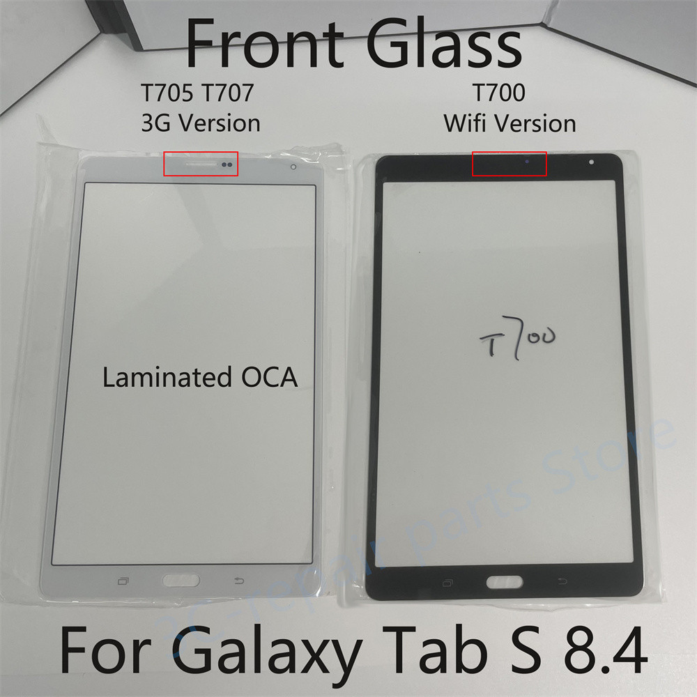 หน้าจอสัมผัส LCD ด้านหน้ากระจกด้านนอก OCA เลนส์สําหรับ Samsung Galaxy Tab S 8.4 SM- T705 T700 แท็บเล็ตจอแสดงผลเปลี่ยน