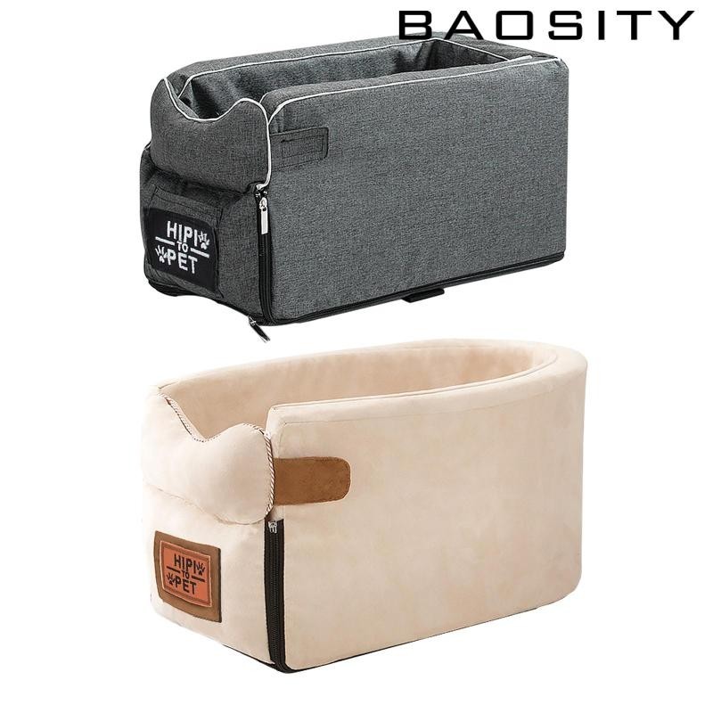 [Baosity ] Booster Car Armrest Breathable Travel Carrier Carry Cage Dog w/ Straps