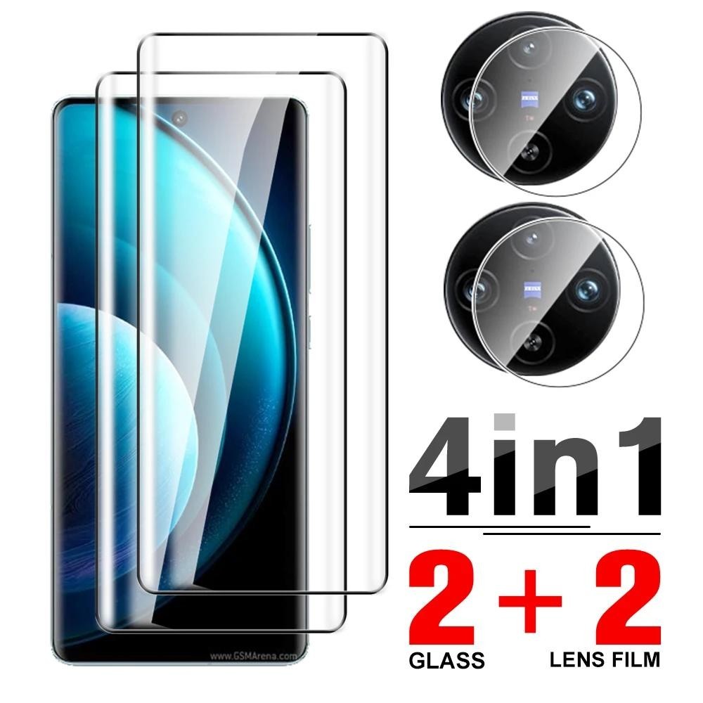 4 in 1 กระจกนิรภัยโค้งเต็มรูปแบบสําหรับ Vivo X100S Pro เลนส์กล้องป้องกันสําหรับ Vivo X100 Ultra X90 