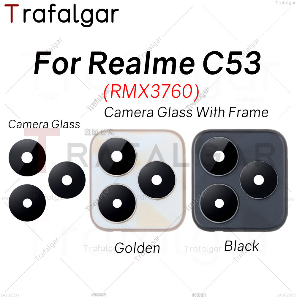เลนส ์ กล ้ องหลังสําหรับ Realme C53 RMX3760 ฝาครอบกระจกกล ้ องด ้ านหลังพร ้ อมการเปลี ่ ยนกรอบ