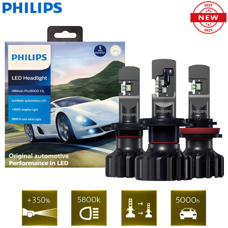 Philips H4 H7 H11 LED Ultinon Pro9000 ใหม ่ Gen2 H1 H8 HB3 HB4 HIR2 +350 % Bright Lumileds LED 9005 9006 9012 รถ 5800K สีขาว