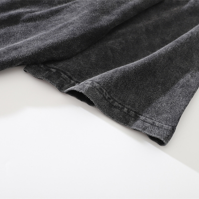 Men Men Gothic เสื้อยืดแขนสั้น Hip-Hop Street Letter สุนัขพิมพ์ Punk ฤดูร้อน Retro ล้างสีดําผ้าฝ้าย