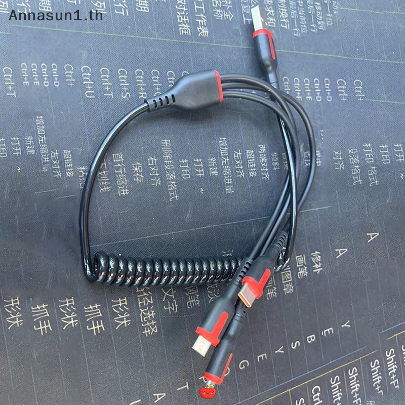 Annasun 3-in-1 Retractable Data Cable USB Spring Retractable Cable สําหรับ Type-C โทรศัพท ์ Android คุณภาพสูงทองแดง Fast Charging ลวด TH
