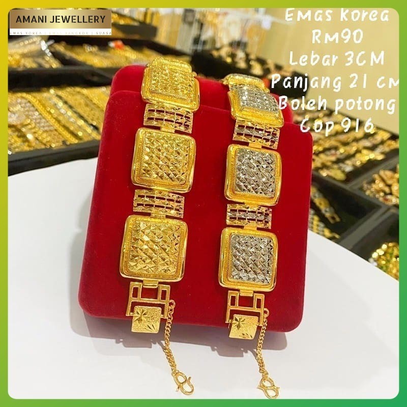 Gelang BISKUT TAWAR VIRAL Emas Bangkok Cop 916 Copy Gold Plate Bracelet -Amani Jewellery