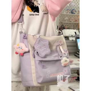 น่ารัก Star Messenger Bag Girl Tote Bag Female High School Junior High School Student Tutorial Class Bag Large Capacity Shou