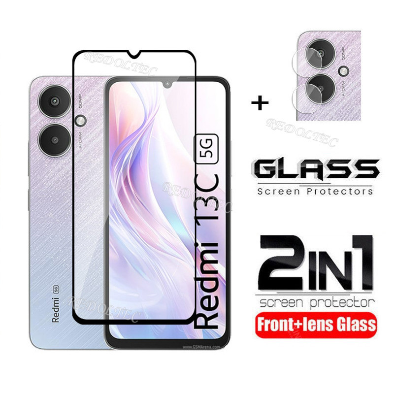 2 in 1 Redmi 14C 4G ฟิล์มกระจกนิรภัย + เลนส์กล้อง คลุมทั้งหมด กาวเต็ม Xiaomi Redmi14C Redmi 14 C