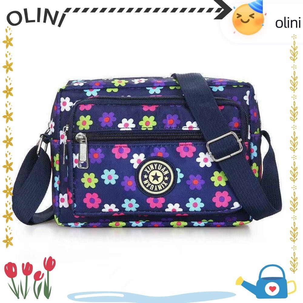 Olini กระเป ๋ าสะพายไหล ่ , กระเป ๋ าสะพายข ้ างลายดอกไม ้ , Casual Zippered Nylon Casual Tote Women Girl
