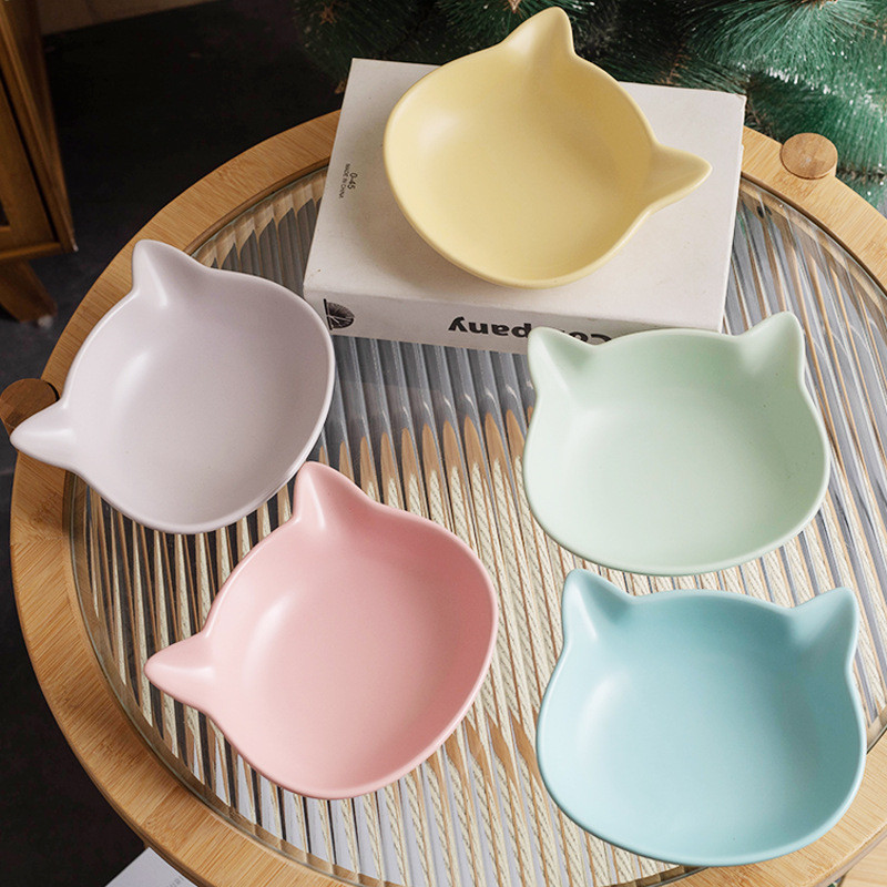 ชามแมว จานเซรามิค ชามอาหารแมว ชามสัตว ์ เลี ้ ยง Anti-พลิกคว ่ ํา ชามดื ่ มแมว ชามสุนัข ชามอาหาร