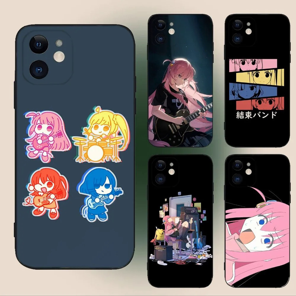 TK-1 อะนิเมะ Bocchi the-Rock เคสโทรศัพท์สําหรับ iPhone 17,15.14, 13.12, 11, Plus, Pro Max,XS,X,XR, Se, Mini, 8.7 ซิลิโคนอ่อนนุ่มฝาครอบสีดํา