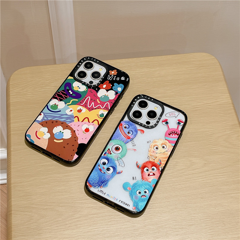 Casetify 2.5Little Monster FriendเคสอะคริลิคสําหรับIPhone 11 12 13 14 15 Pro MAXปลอกการ์ตูนยี่ห้อโปร่งใสInstensification Anti Impactโทรศัพท์ปกอ่อน