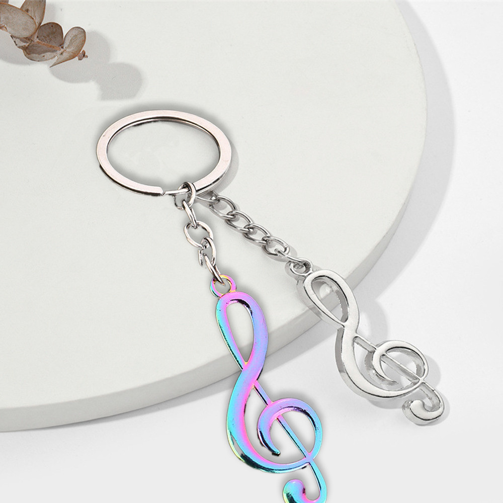 โลหะโน้ตดนตรีพวงกุญแจ Cool สีสัน Skyrim Treble สัญลักษณ์ดนตรี G Clef Key แหวนงานแต่งงานโปรดปรานของขวัญ