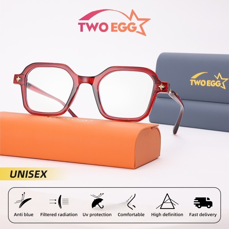 【TWO EGG】กรองแสงสีฟ้า -50°~-600° แว่นสายตาสั้น แฟชั่น แว่นตาคอมพิวเตอร์ 1725