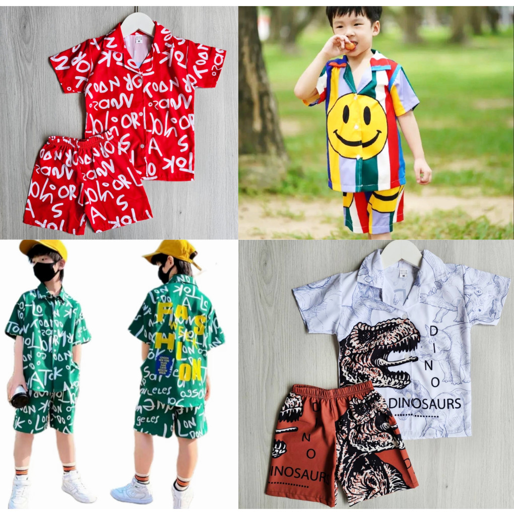 ชุดเซ็ทเด็ก 2ชิ้น NEW! ผ้าไหมอิตาลีเนื้อนุ่มใส่สบาย ใส่ได้ทั้งเด็กผู้ชาย - เด็กผู้หญิง พิมพ์ลายทั้งตัวหน้าหลัง งานสวยมาก