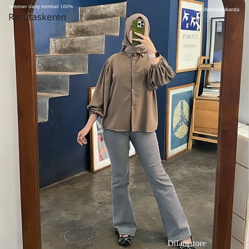 KEMEJA Zamzam Blouse Zea Puffy Shirt Plain Shakilla Cool