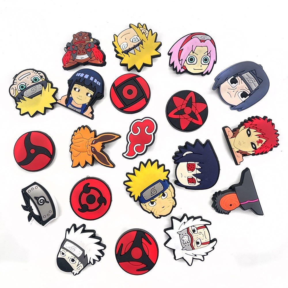 Naruto Jibbitz จิ๊บบิท อุปกรณ์ตกแต่งรองเท้า ชุดเซต Charms ตัวการ์ตูนน่ารัก ลายหลากหลาย แบบหัวเข็มขัด/มีรู