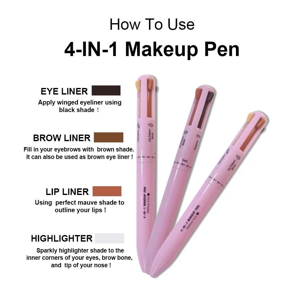 4 ใน 1ปากกาแต่งหน้ามัลติฟังก์ชั่เครื่องสําอางปากกาลูกลื่นอายไลเนอร์กันน้ําดินสอเขียนคิ้วปากกาเน้นข้อความติดทนนาน ติด ราคา ถูกที่สุด ดีลบีเคเค แกลเลอรีภาพที่ 5